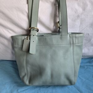 Vintage Coach #4157 Waverly SoHo Aqua Green Leather Buckle Shoulder Bag Purse